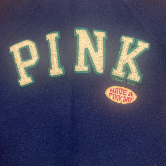 Victoria's Secret Pink Varsity Baseball Bomber Letterman Jacket S Wool Cotton - Picture 6 of 7
